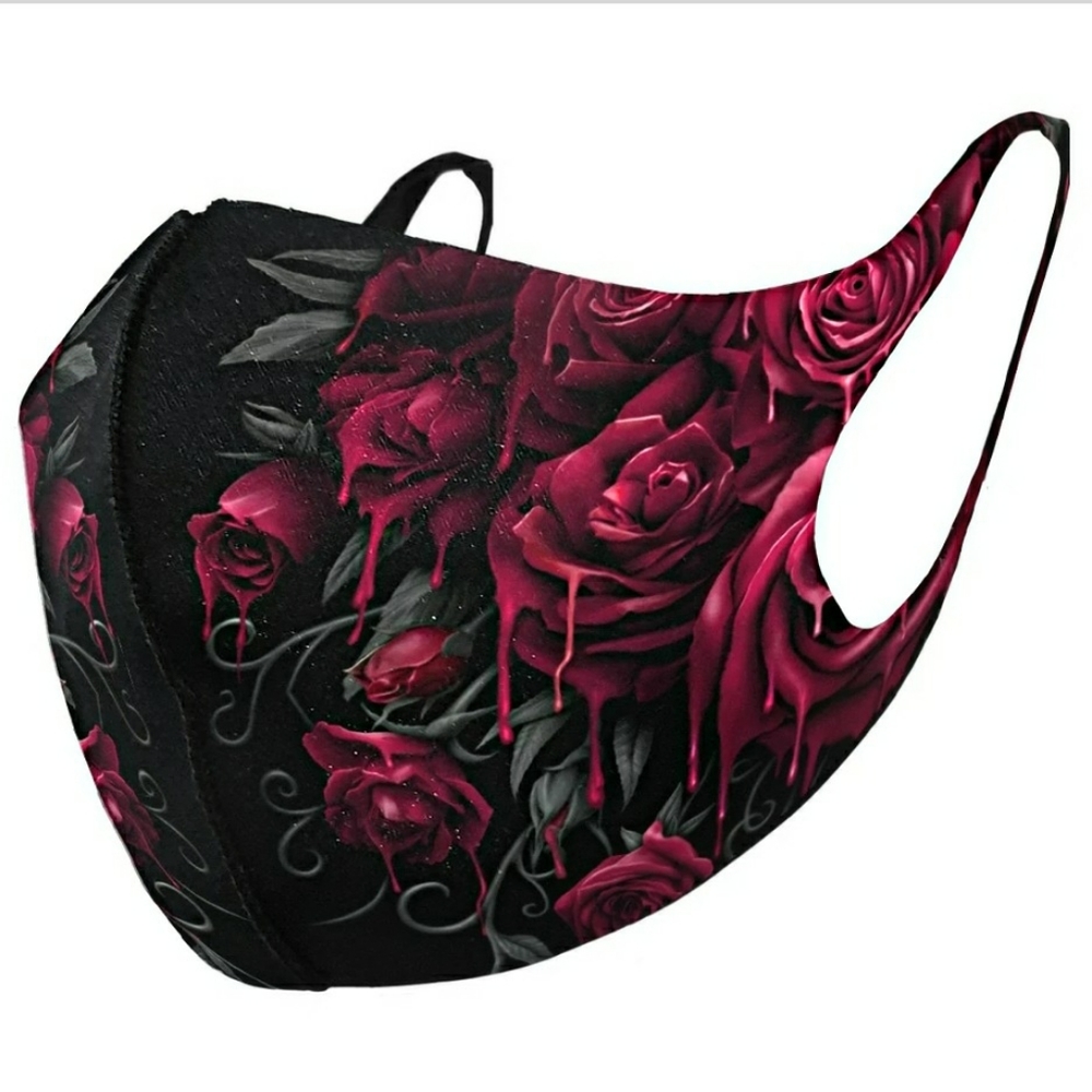 Spiral Direct BLOOD ROSE - Face Mask Goth Black - Picture 2 of 6